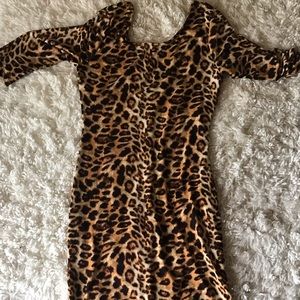 Leopard midi dress v neck back